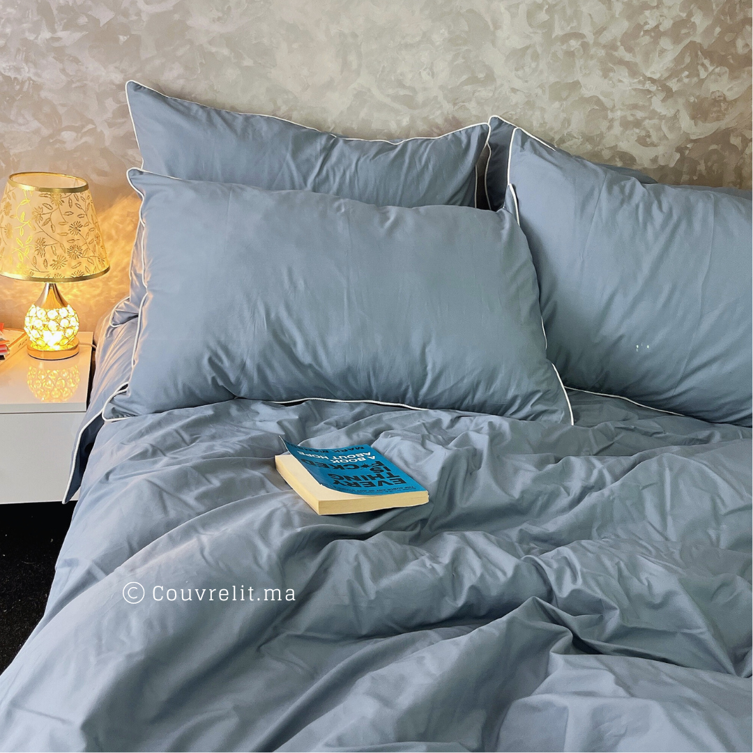 "Bleu pétrole" Ensemble Housse de couette de PERCAL 100% Cotton Réf: CVP0227