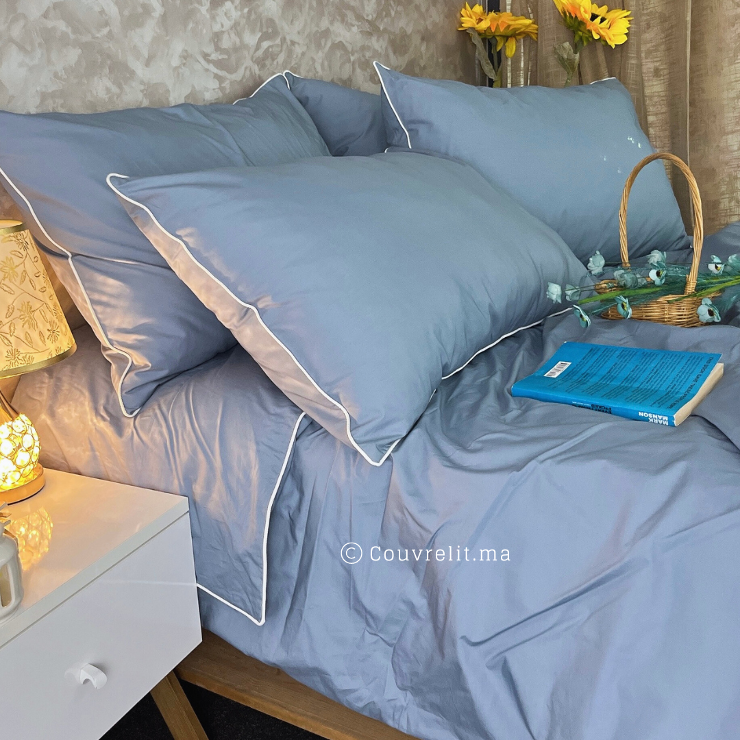 "Bleu pétrole" Ensemble Housse de couette de PERCAL 100% Cotton Réf: CVP0227
