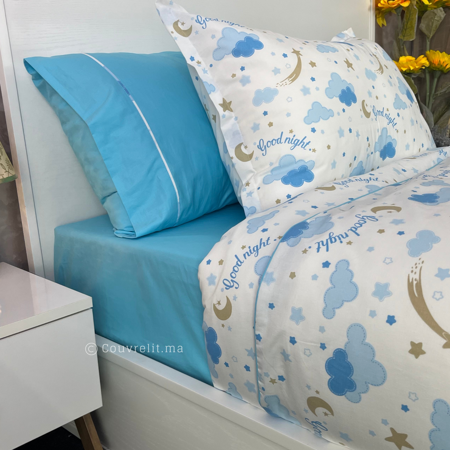 "Nuage bleu" Couverlit pour enfant pack complet REF: CVK00266