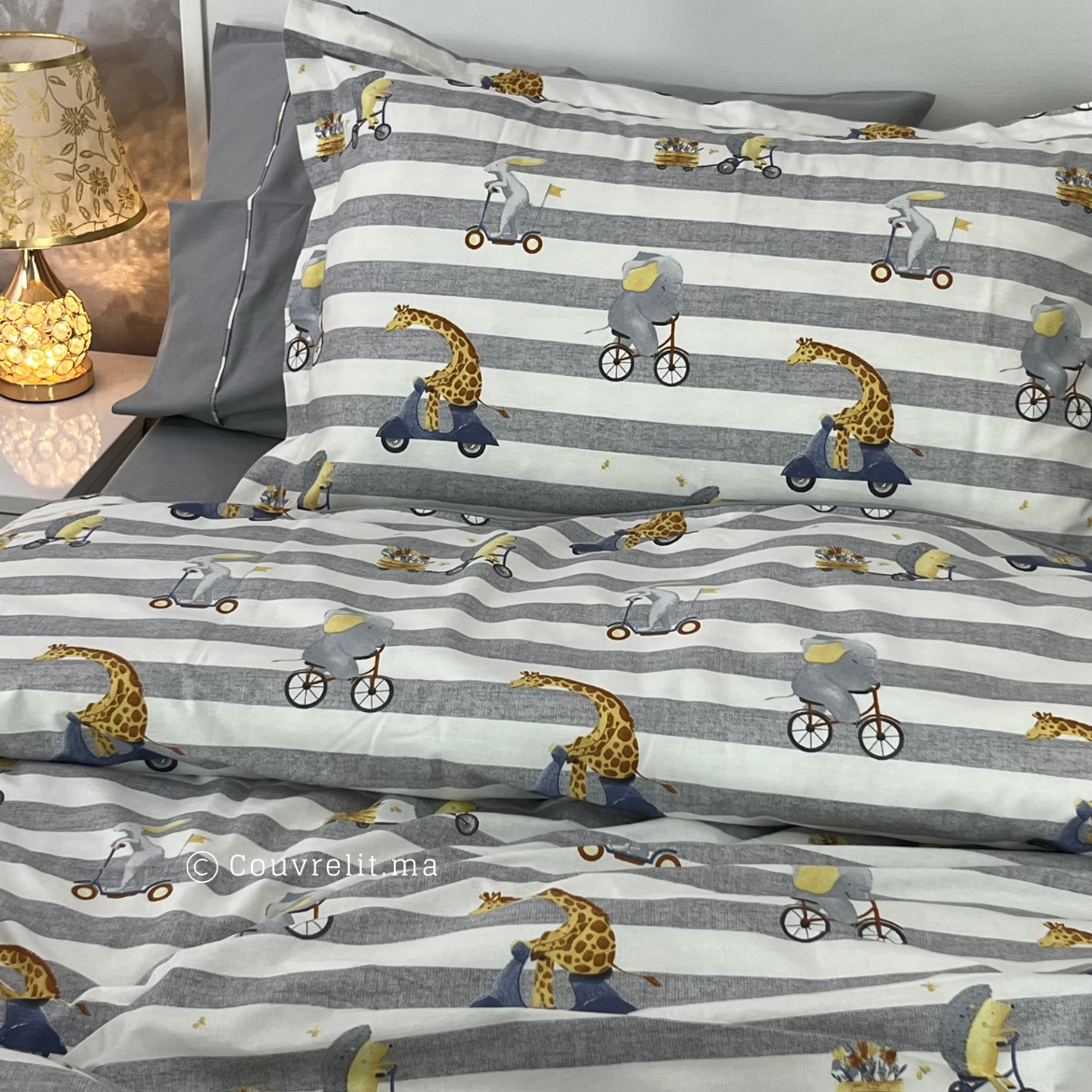 "GRIS Elephant" Couverlit pour enfant pack complet REF: CVK00259