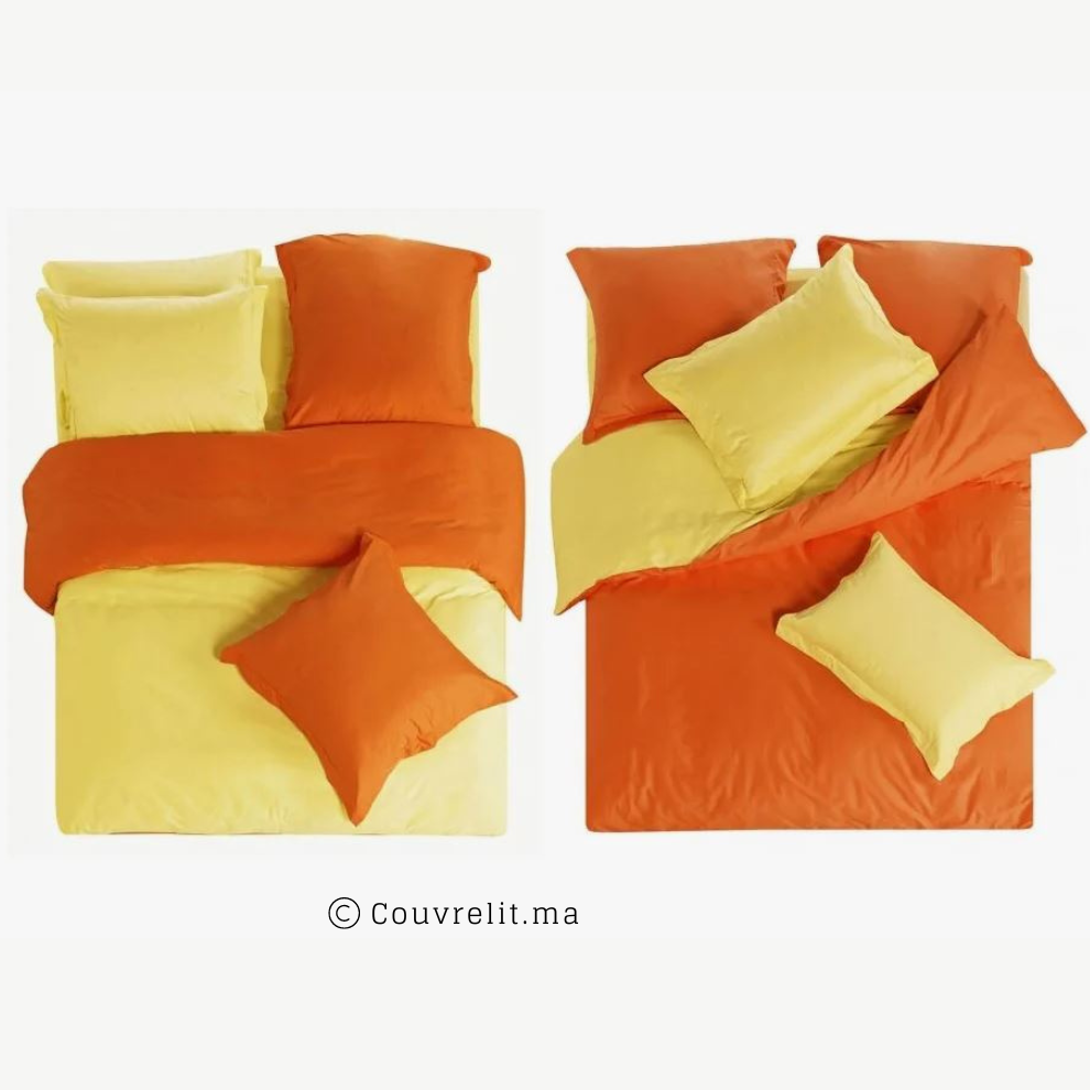 "ORANGE-JAUNE" Ensemble Double Face 100% Cotton Ref: CVS0226