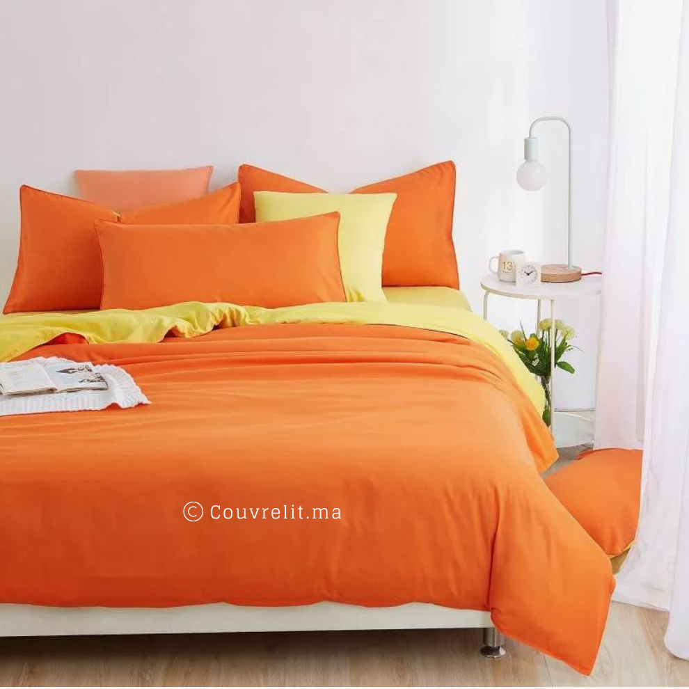 "ORANGE-JAUNE" Ensemble Double Face 100% Cotton Ref: CVS0226