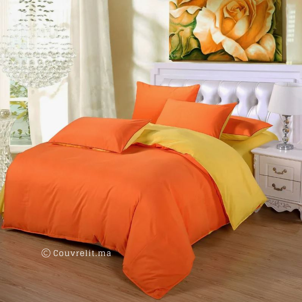"ORANGE-JAUNE" Ensemble Double Face 100% Cotton Ref: CVS0226