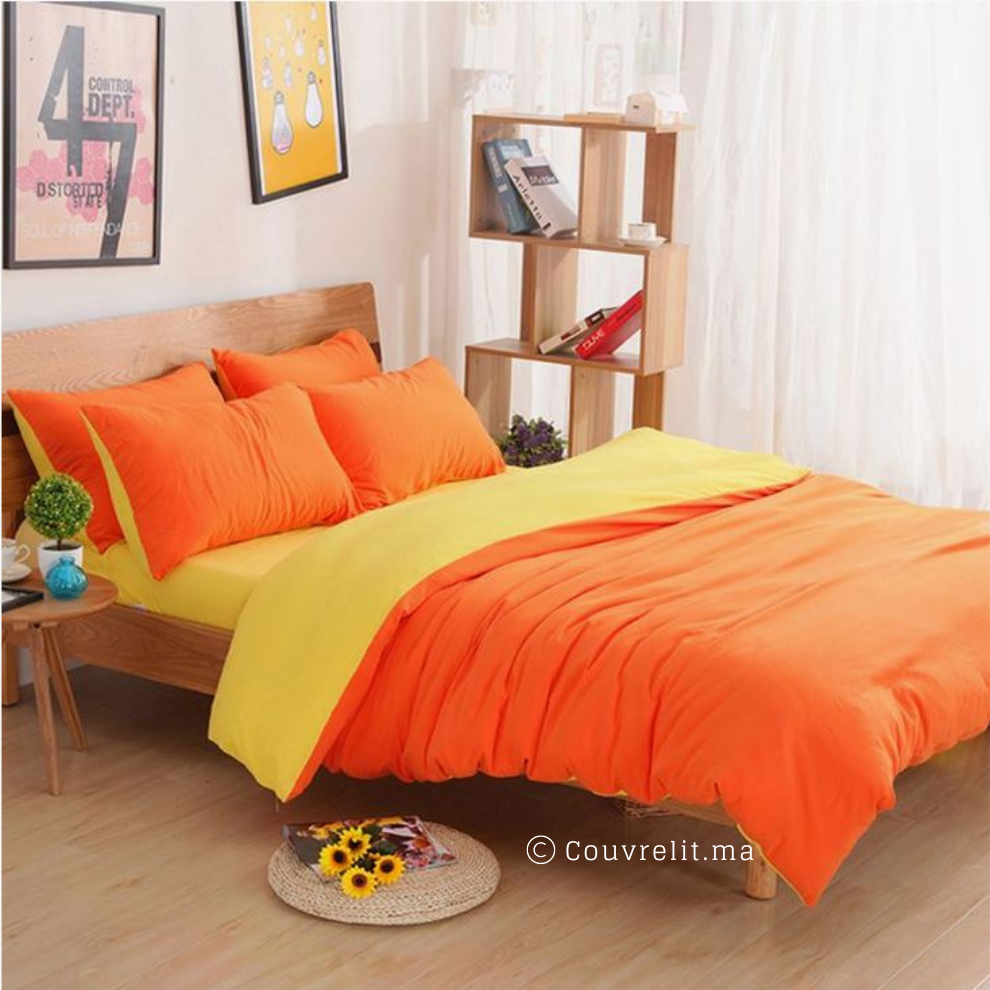 "ORANGE-JAUNE" Ensemble Double Face 100% Cotton Ref: CVS0226