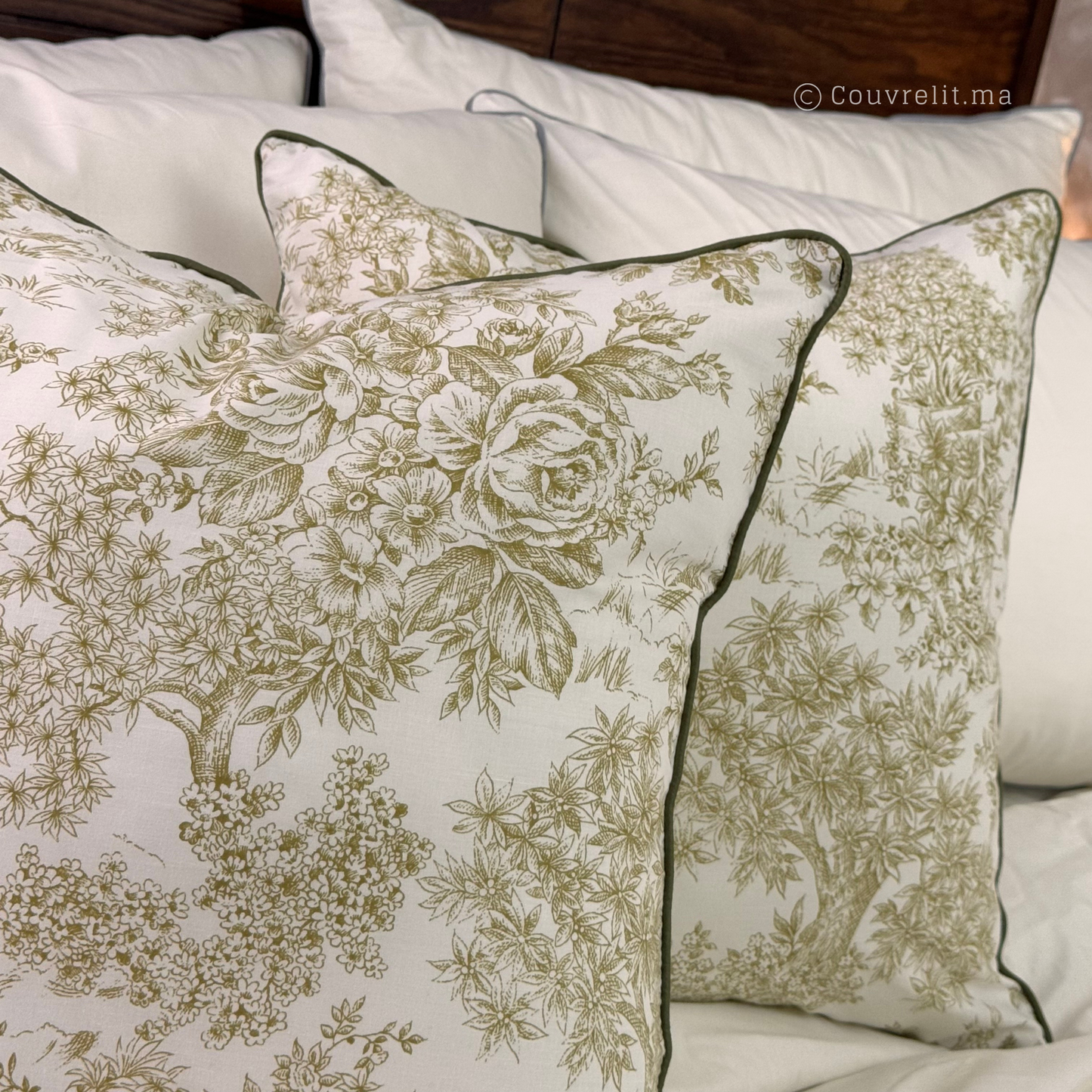 Coussin de décoration "Rosas Vert" 45x45 cm REF: CS031