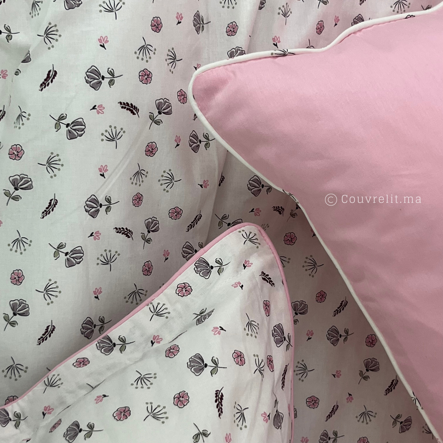 "Fleur-ROSE" Ensemble Double Face en COTTON , REF: CVM00267