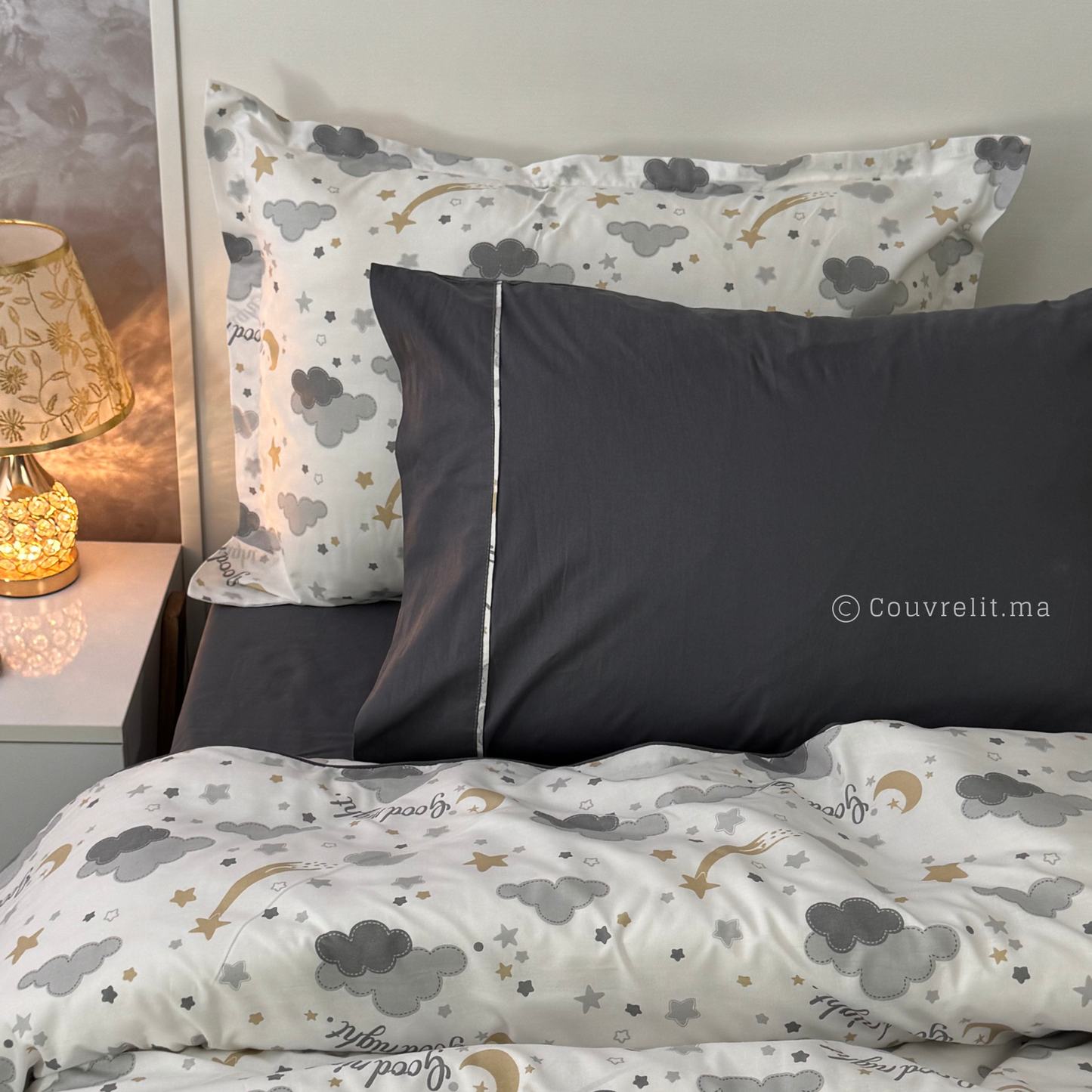 "Nuage Gris" Couverlit pour enfant pack complet REF: CVK00291