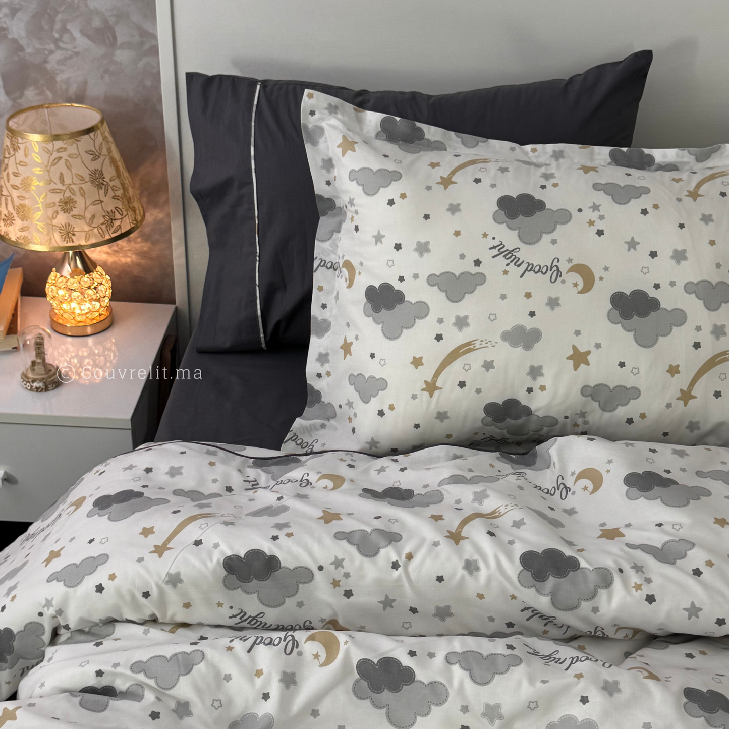 "Nuage Gris" Couverlit pour enfant pack complet REF: CVK00291