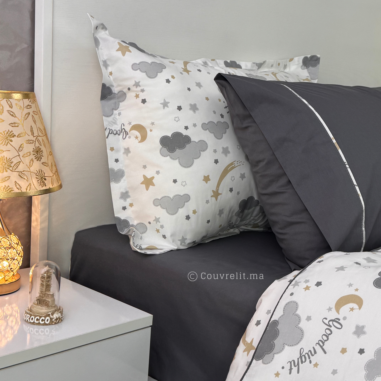 "Nuage Gris" Couverlit pour enfant pack complet REF: CVK00291
