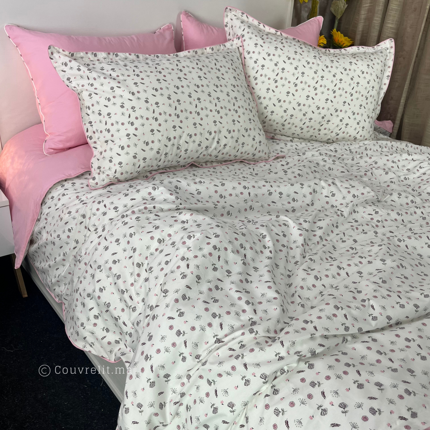 "Fleur-ROSE" Ensemble Double Face en COTTON , REF: CVM00267