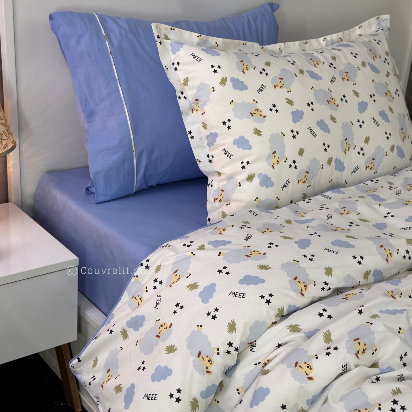 "Douce Nuit Mouton" – Parure de Lit Enfant 160×220 cm REF: CVK00293