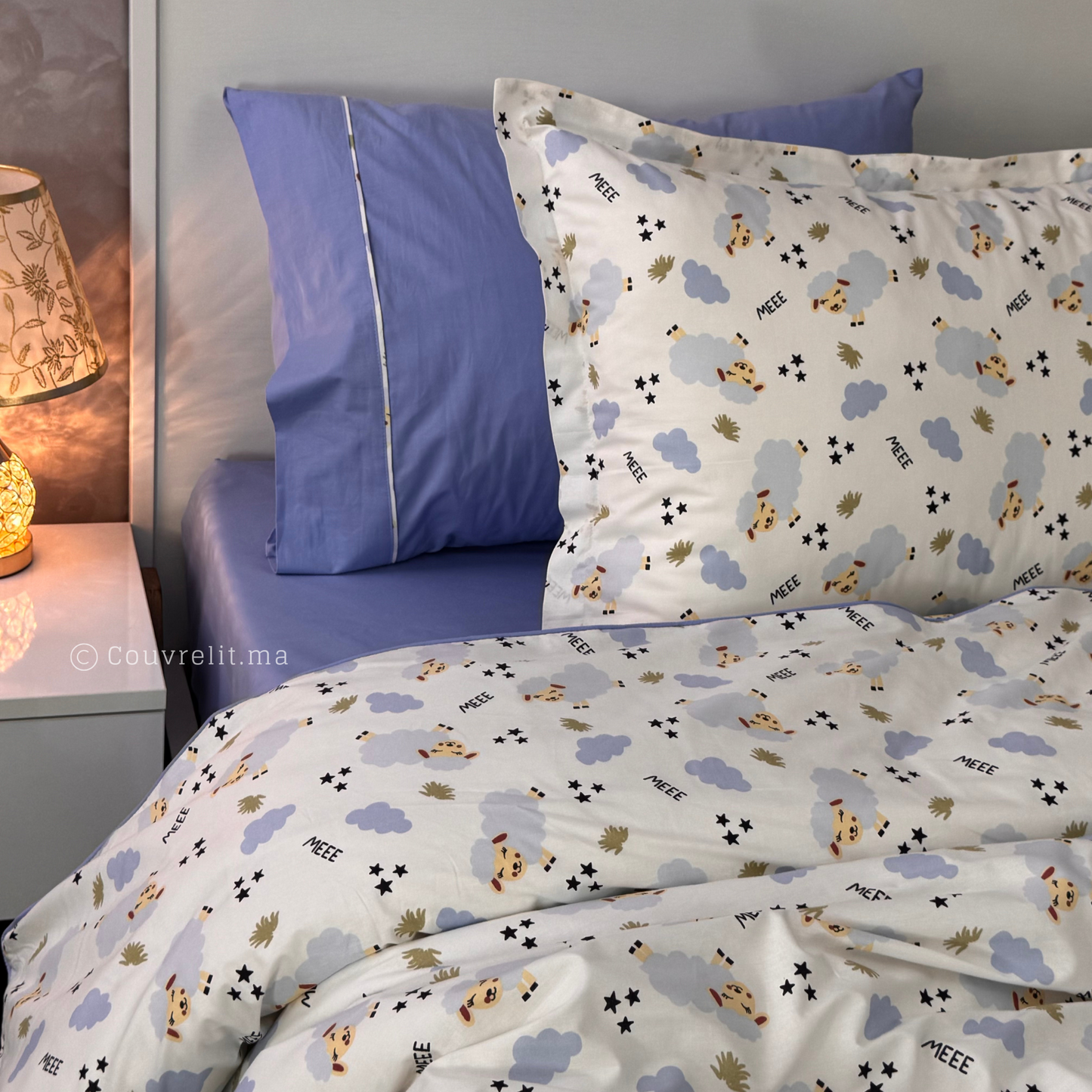 "Douce Nuit Mouton" – Parure de Lit Enfant 160×220 cm REF: CVK00293