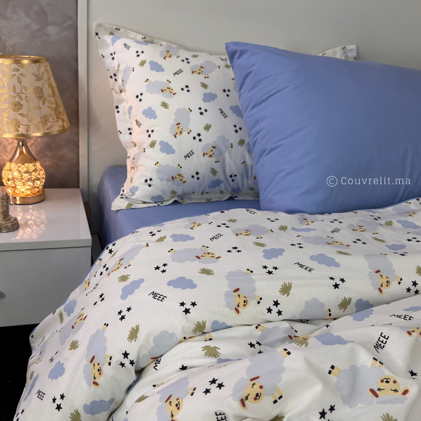 "Douce Nuit Mouton" – Parure de Lit Enfant 160×220 cm REF: CVK00293