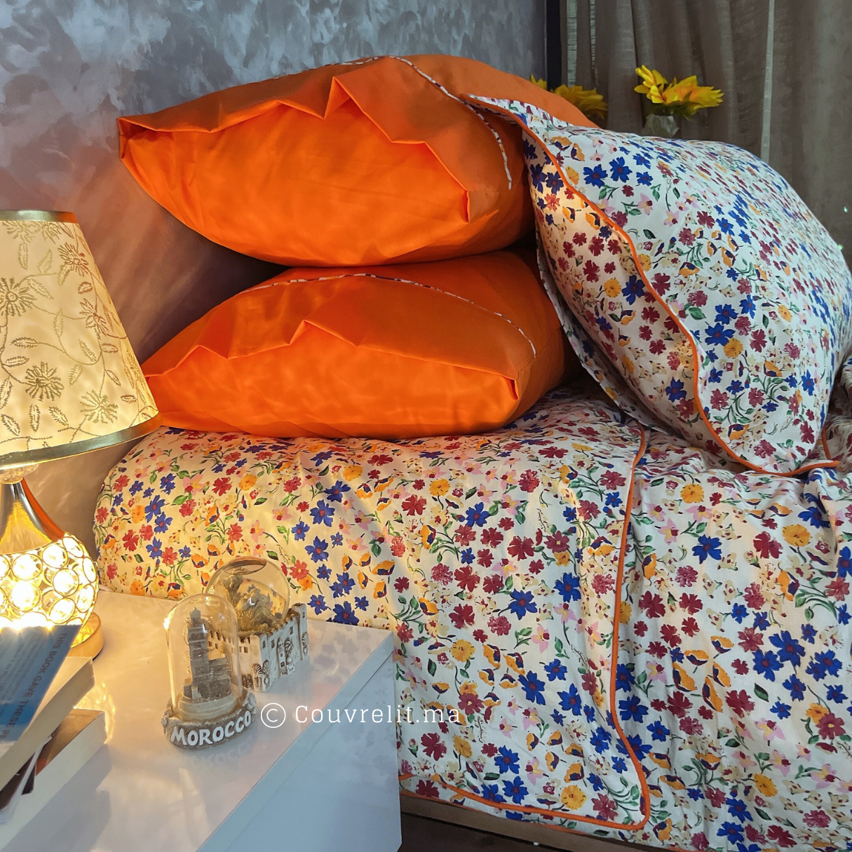 "ORANGE FLOWER" Ensemble 100% Cotton Ref: CVM0128