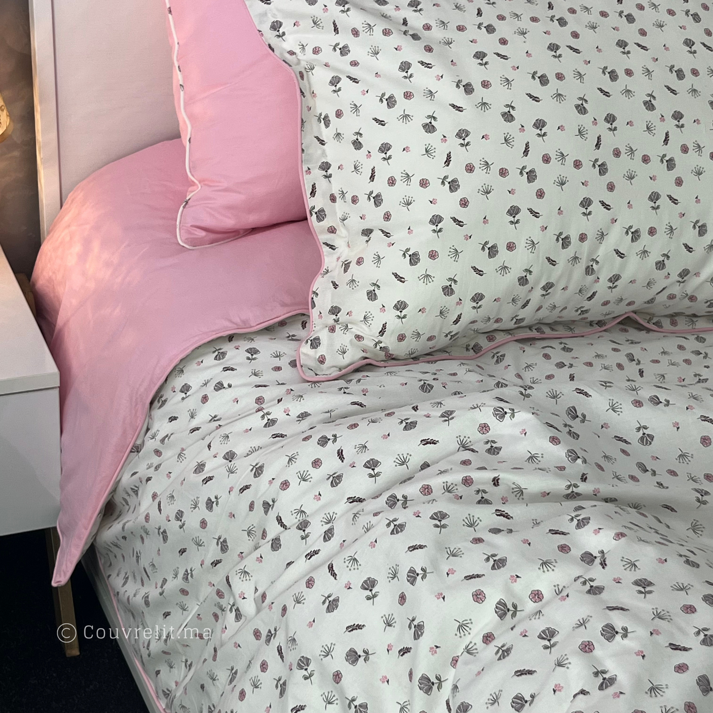 "Fleur-ROSE" Ensemble Double Face en COTTON , REF: CVM00267