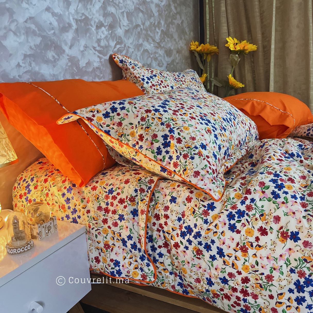 "ORANGE FLOWER" Ensemble 100% Cotton Ref: CVM0128