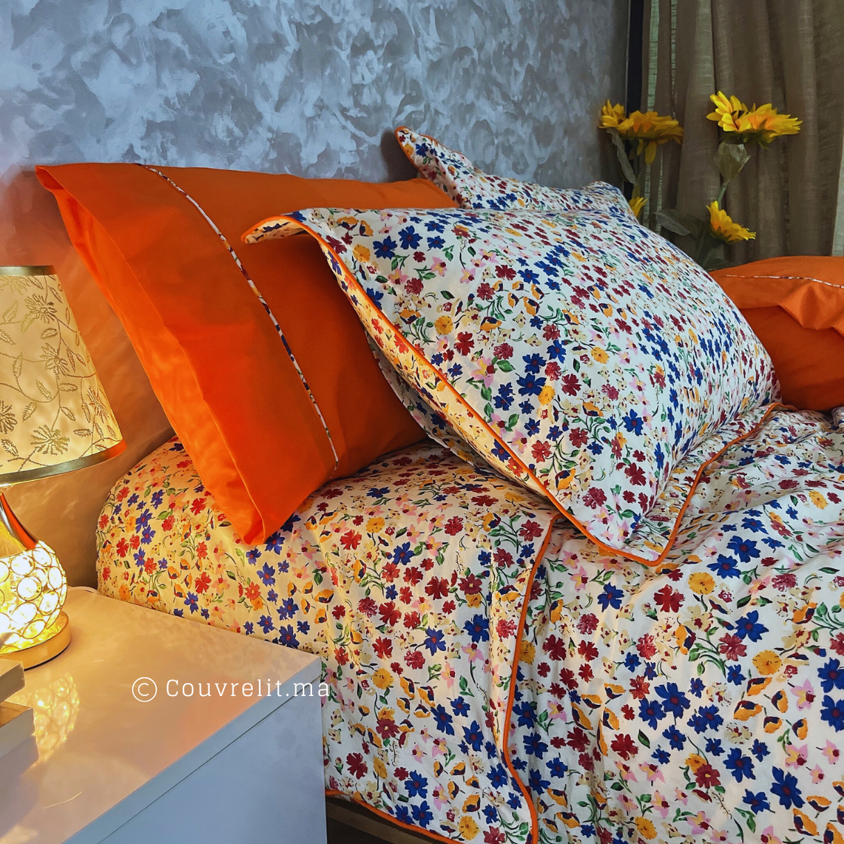 "ORANGE FLOWER" Ensemble 100% Cotton Ref: CVM0128