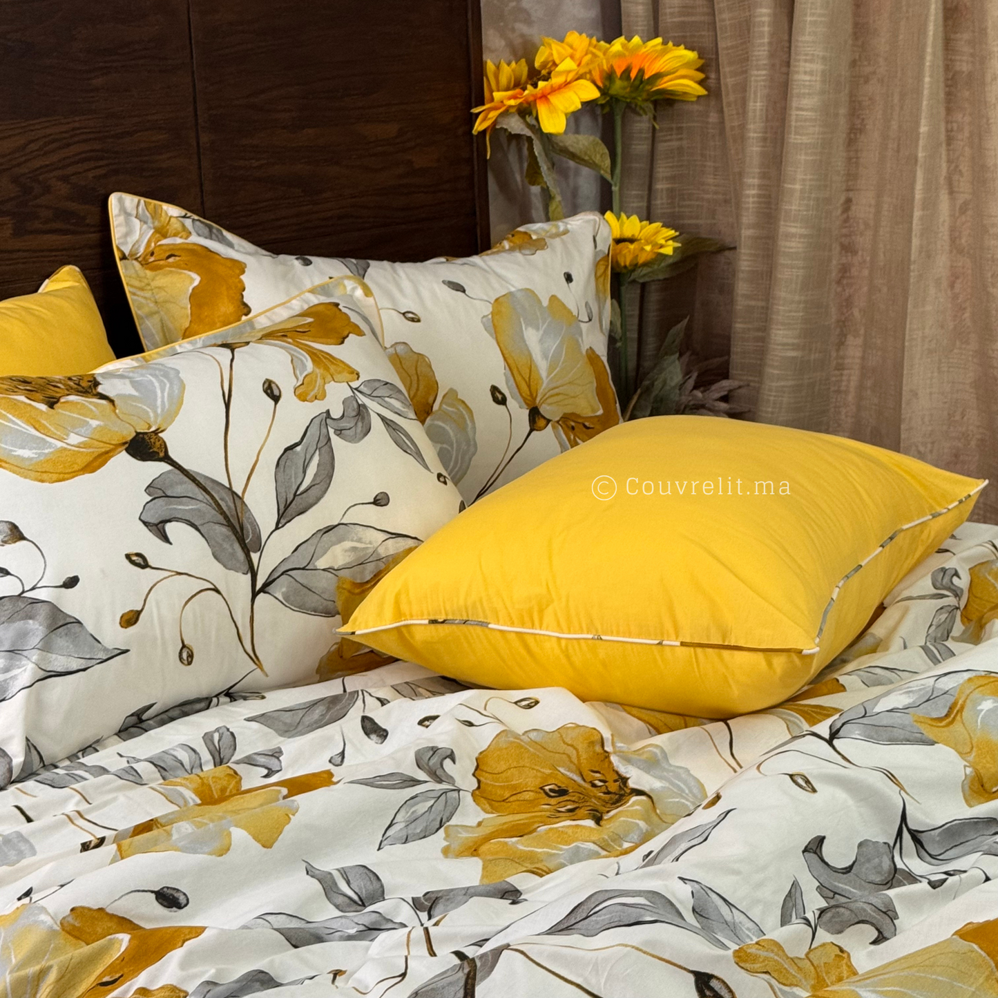 "Soleil d’Été" – Ensemble Parure de Lit Florale Complète, REF: CVM00304
