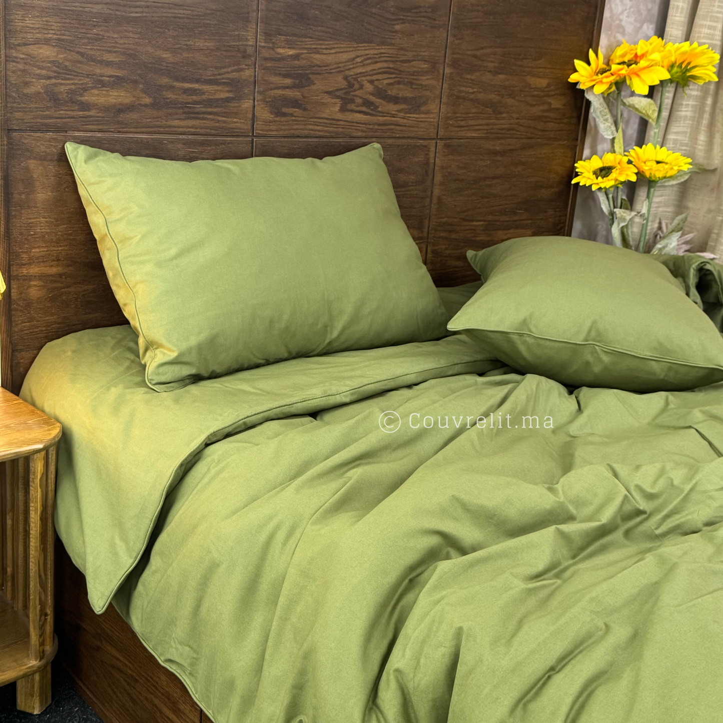 HOUSSE DE COUETTE Vert Harmonie 4 piéces en Cotton Ref: CVS00271