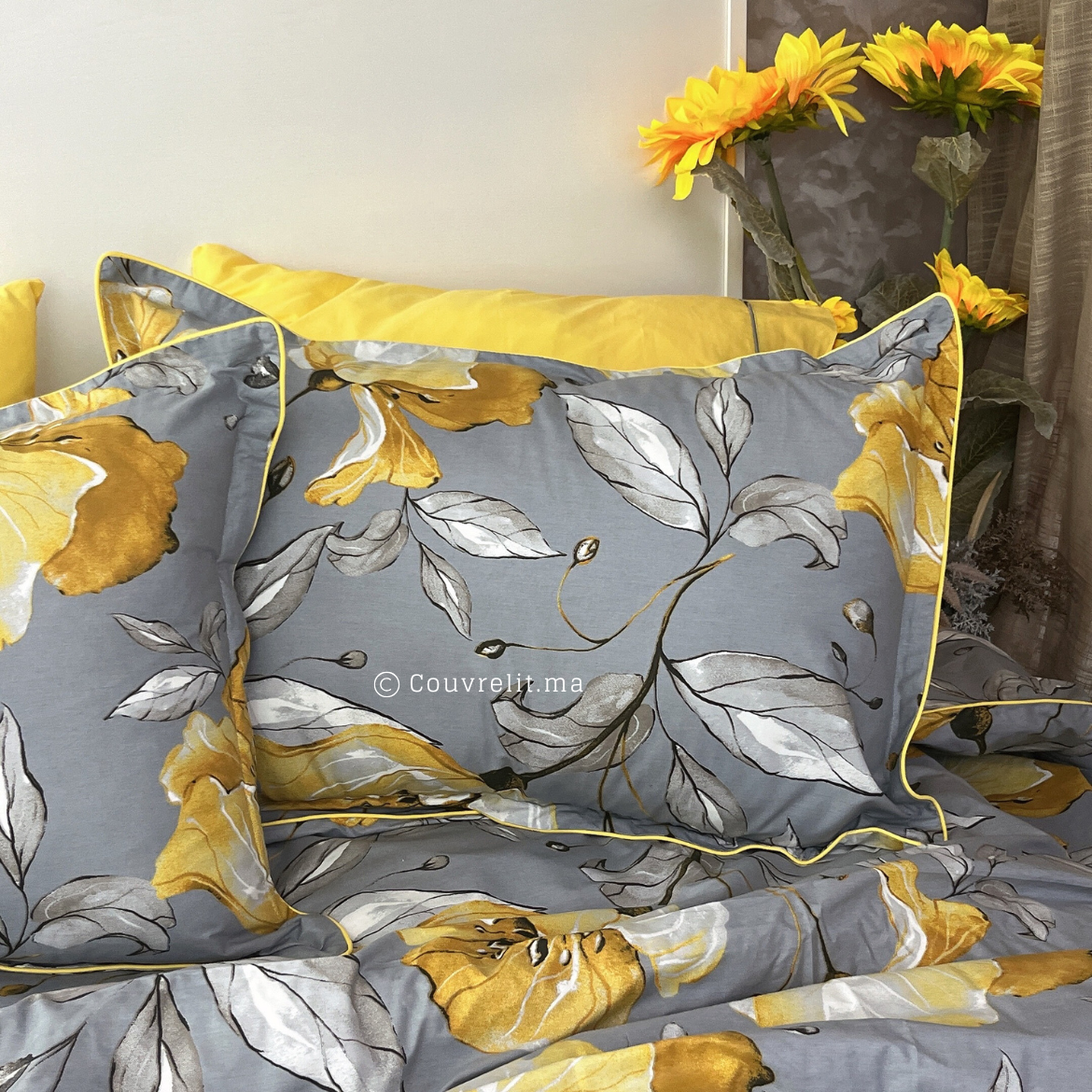 " JAUNE Fleury" ensemble complet en COTTON de haute qualité, REF: CVM0242