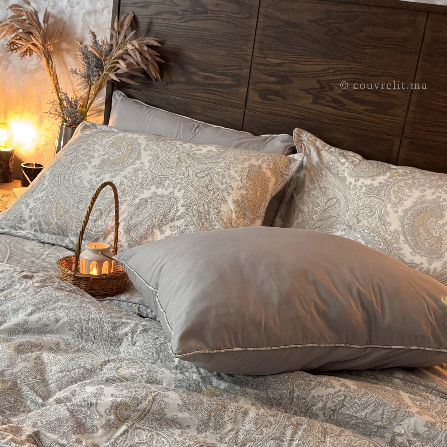 "Charme Gris" Ensemble housse de couette – Collection Luxe Maison REF: CVM00331