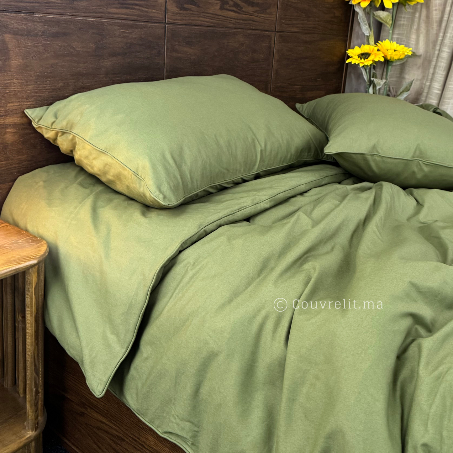 HOUSSE DE COUETTE Vert Harmonie 4 piéces en Cotton Ref: CVS00271