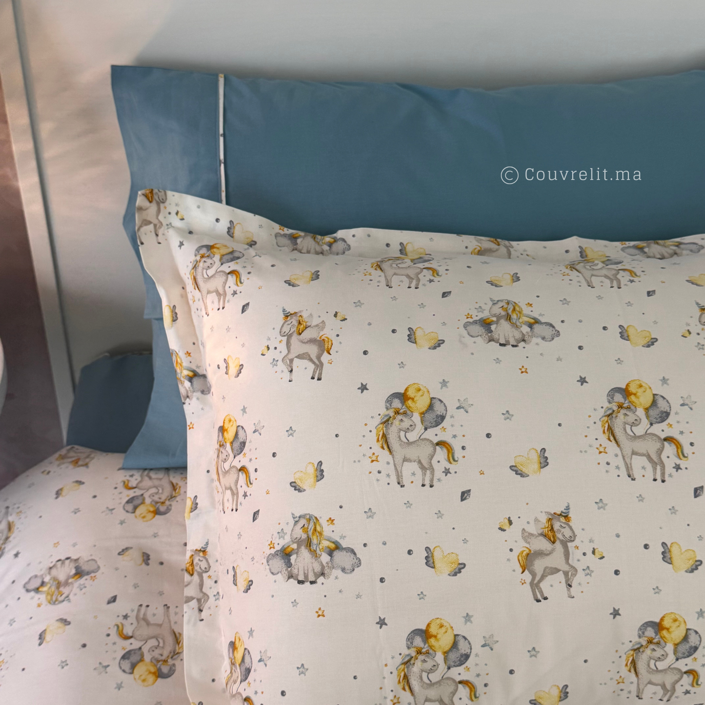 “Unicorn Turquoise” Couverlit pour enfant pack complet REF: CVK00313