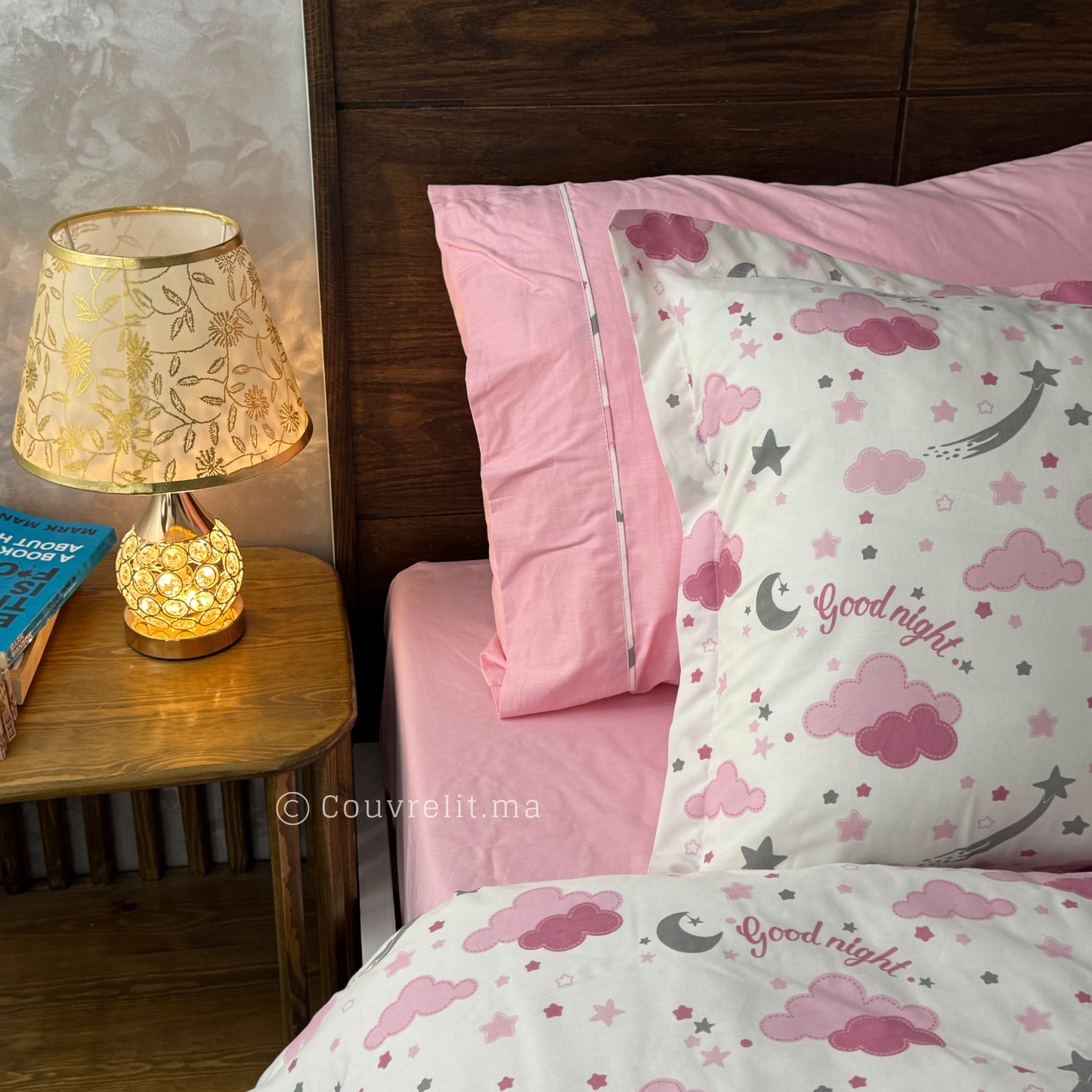 "Nuage Rose" Couverlit pour enfant pack complet REF: CVK00274