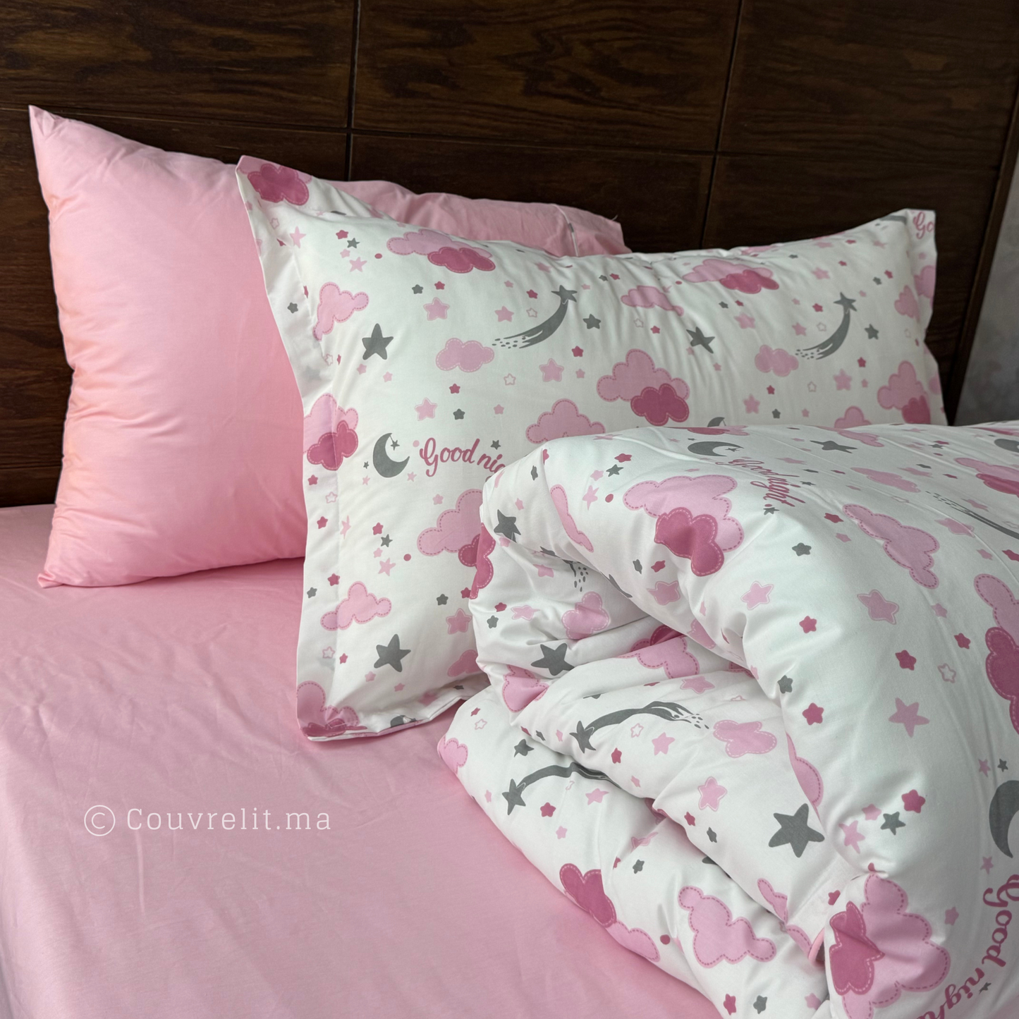 "Nuage Rose" Couverlit pour enfant pack complet REF: CVK00274