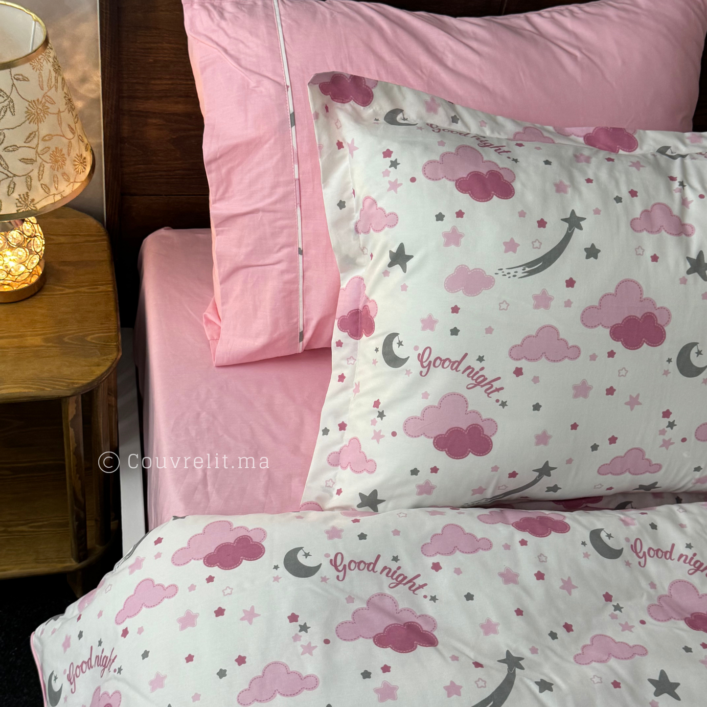 "Nuage Rose" Couverlit pour enfant pack complet REF: CVK00274