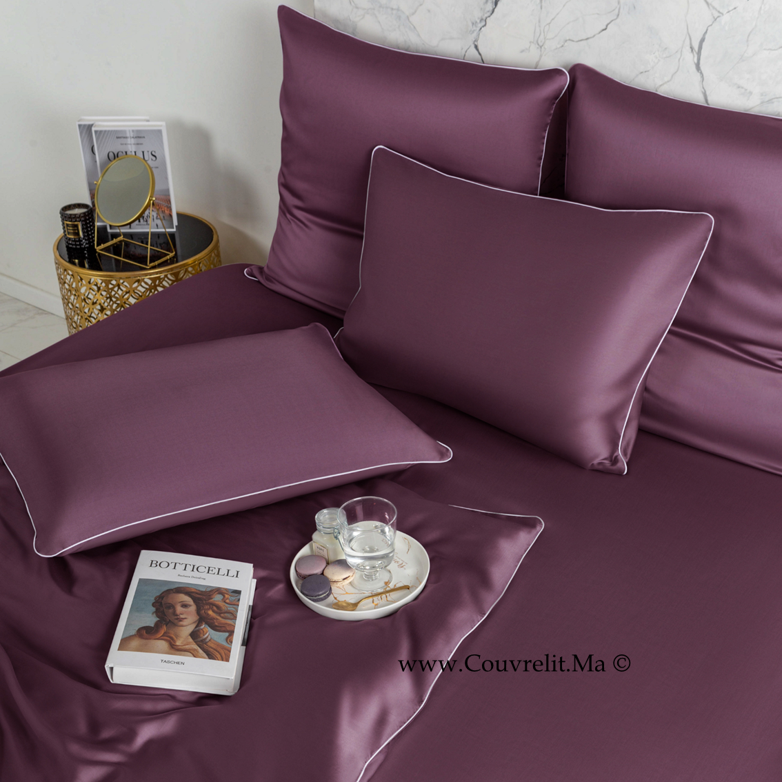 MAUVE - Ensemble Housse de couette SATIN 100% Cotton Ref: CV0172