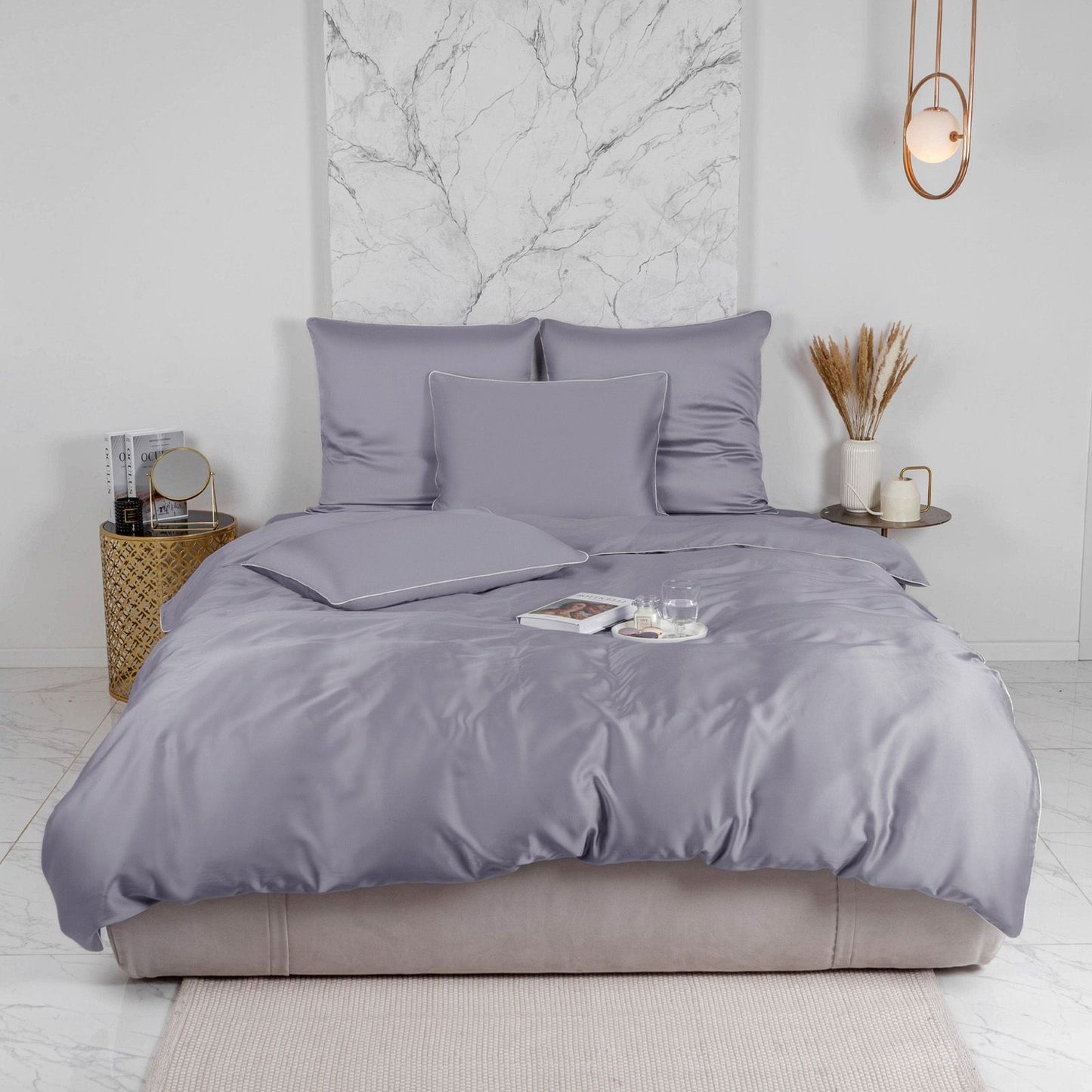 GRIS - Ensemble Housse de couette de SATIN 100% Cotton Ref: CV0172