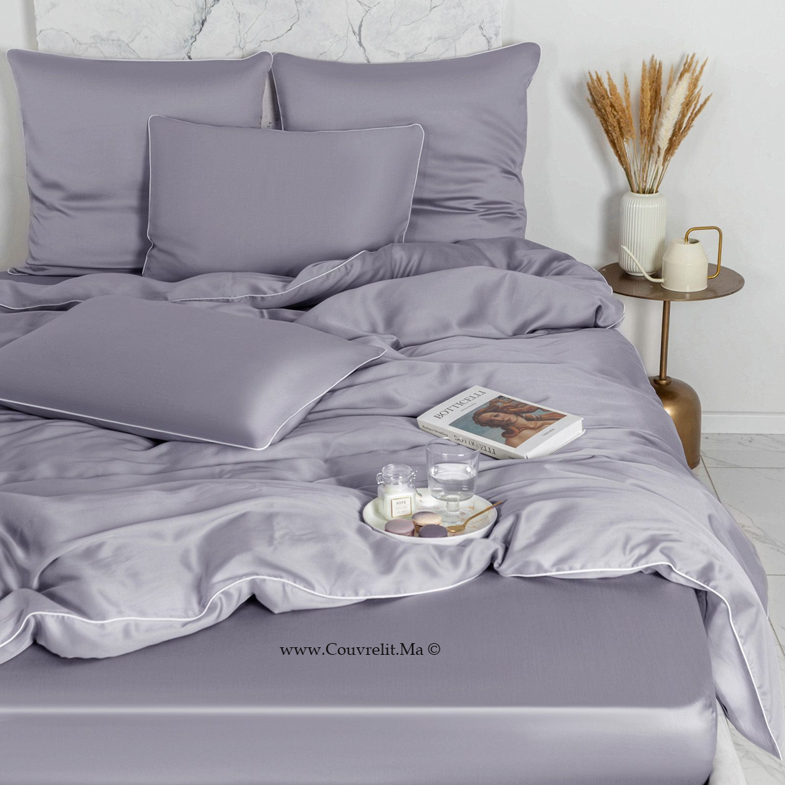 GRIS - Ensemble Housse de couette de SATIN 100% Cotton Ref: CV0172