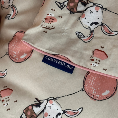 "Lapin Rose" Couverlit pour enfant pack complet  REF: CVK00340