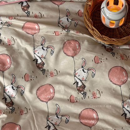 "Lapin Rose" Couverlit pour enfant pack complet  REF: CVK00340