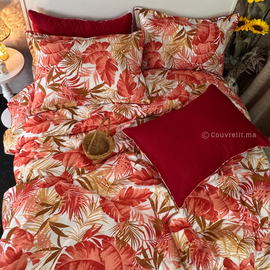 "Tropicales Grenat" Ensemble complet  haute qualité, REF: CVM00318