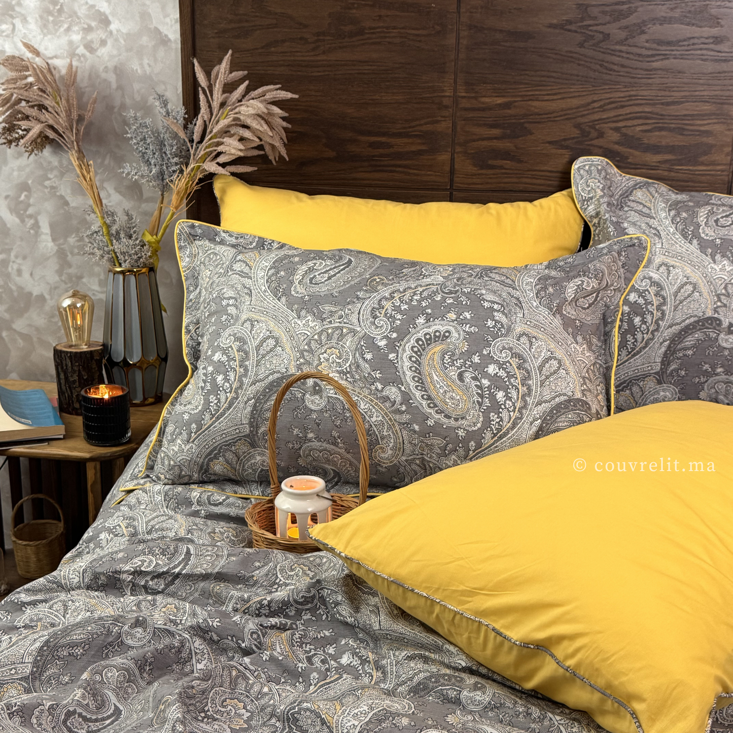 "NOUR" Ensemble housse de couette Oriental Taupe – Collection Luxe Maison, REF: CVM00326