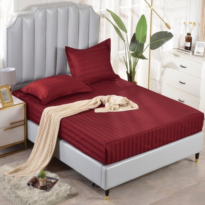 Drap Housse de Matelas en Satin Rayé 100% COTTON Ref:CV0061