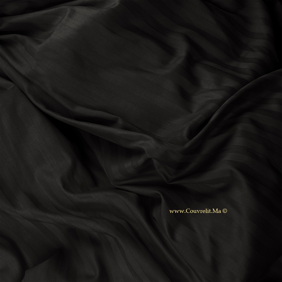 NOIR Ensemble Housse de couette de Satin rayé 100 % Cotton Ref: CV0170