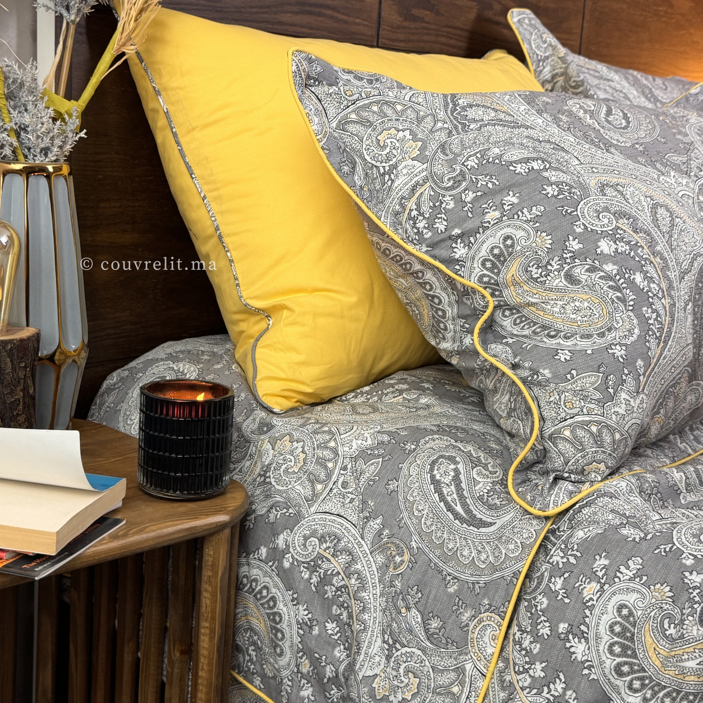 "NOUR" Ensemble housse de couette Oriental Taupe – Collection Luxe Maison, REF: CVM00326