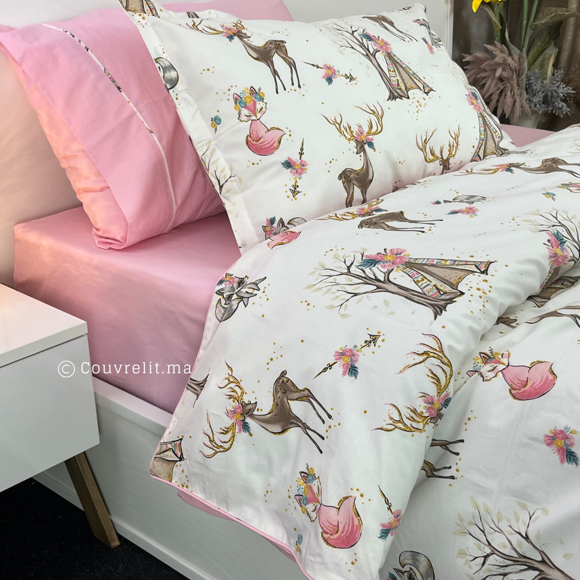"GHAZAL-ROSE" Couverlit pour enfant pack complet  REF: CVK00256