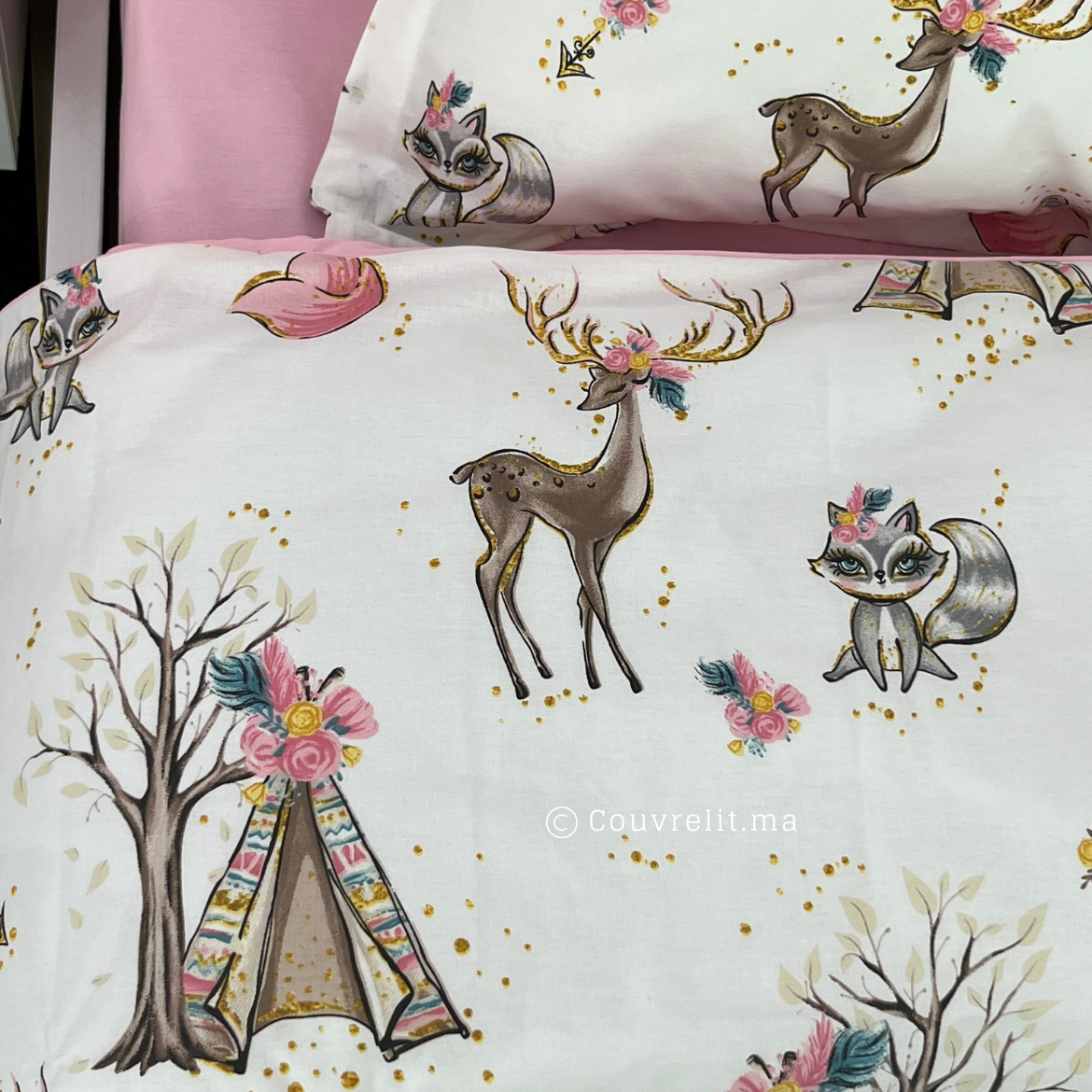 "GHAZAL-ROSE" Couverlit pour enfant pack complet  REF: CVK00256