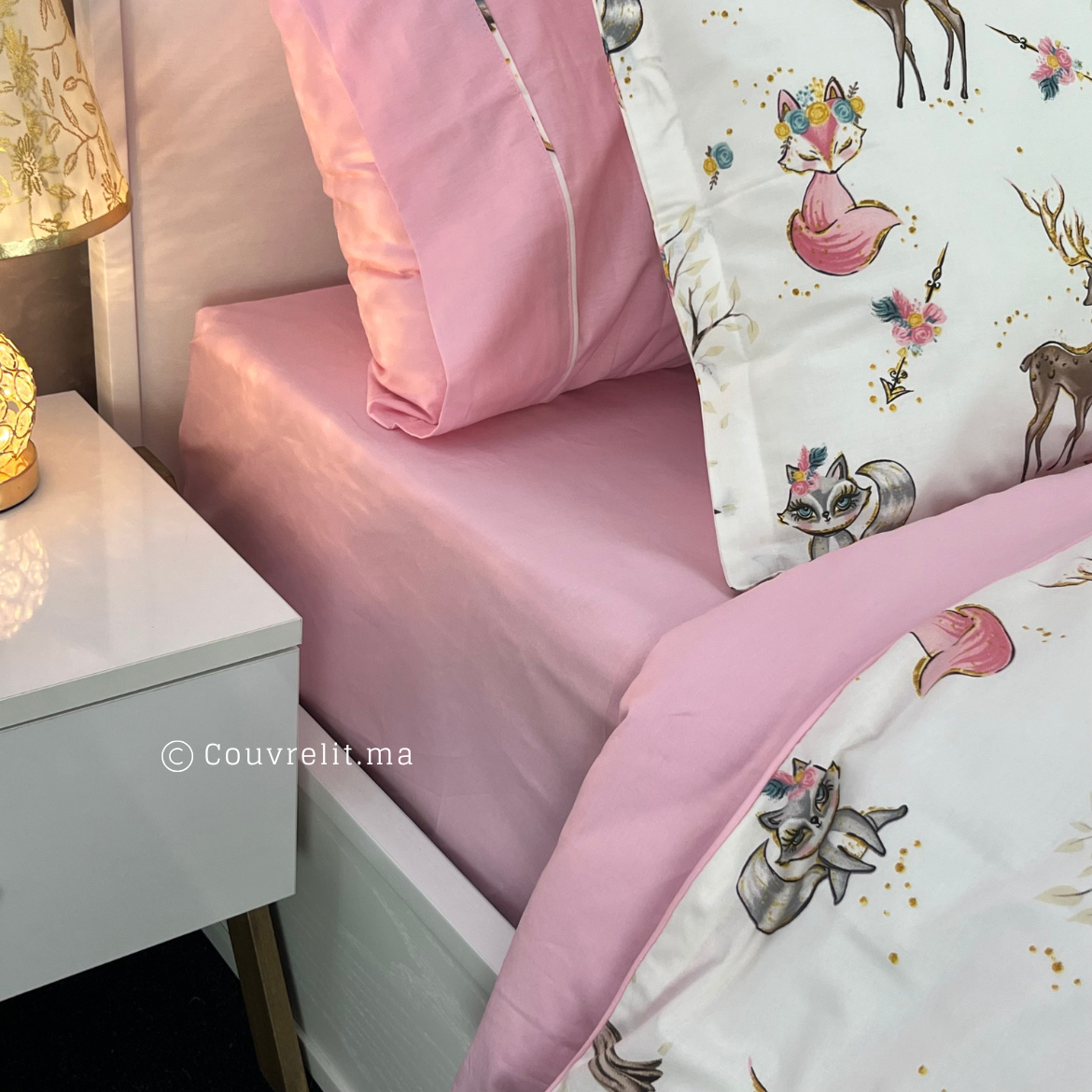 "GHAZAL-ROSE" Couverlit pour enfant pack complet  REF: CVK00256