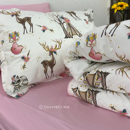 "GHAZAL-ROSE" Couverlit pour enfant pack complet  REF: CVK00256
