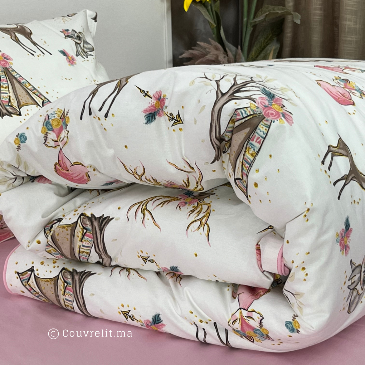 "GHAZAL-ROSE" Couverlit pour enfant pack complet  REF: CVK00256