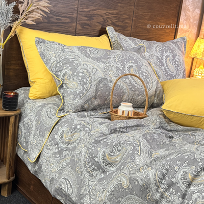 "NOUR" Ensemble housse de couette Oriental Taupe – Collection Luxe Maison, REF: CVM00326
