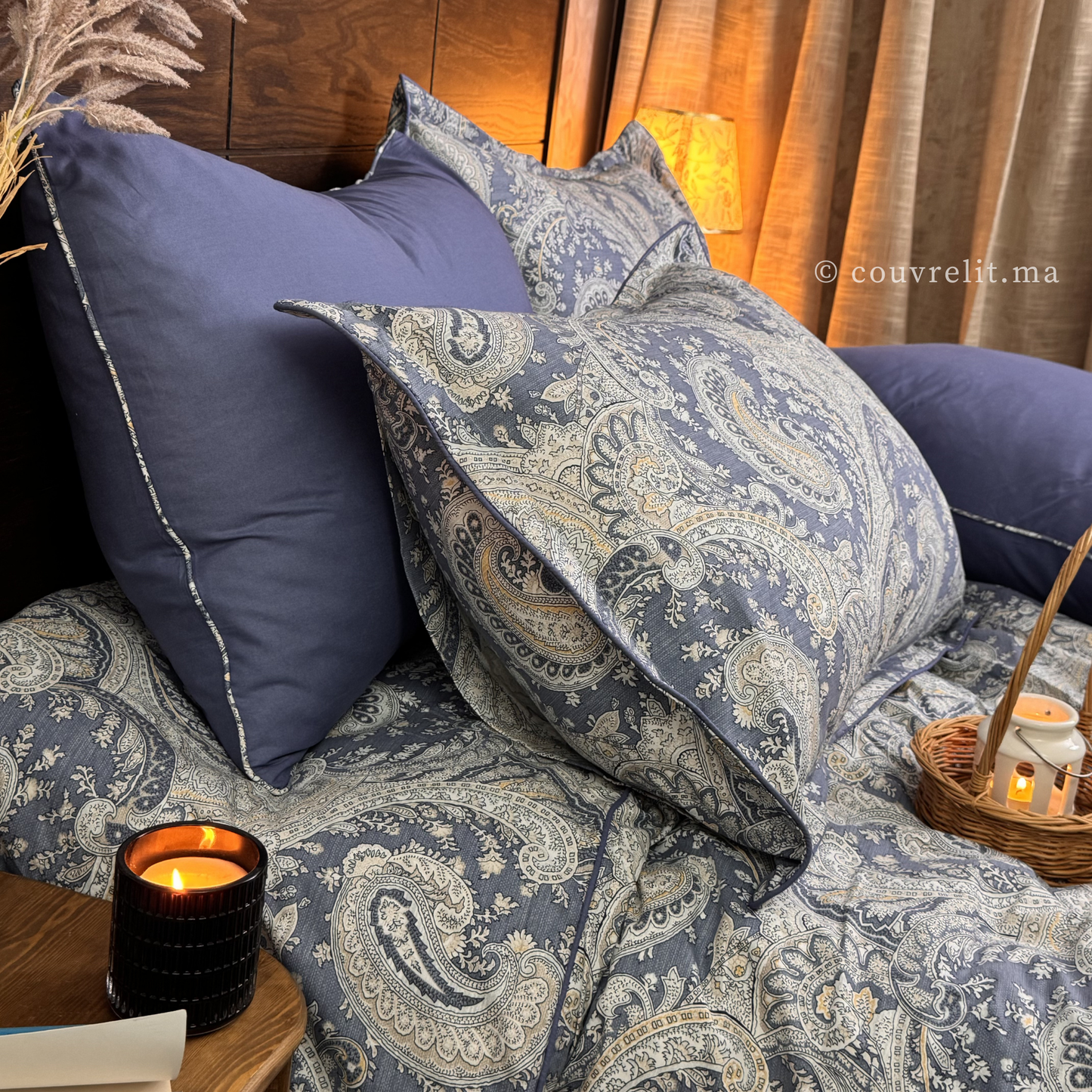 "Bleu Impérial" Ensemble housse de couette Cachemire – Collection Luxe Maison REF: CVM00327