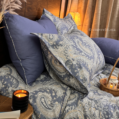 "Bleu Impérial" Ensemble housse de couette Cachemire – Collection Luxe Maison REF: CVM00327