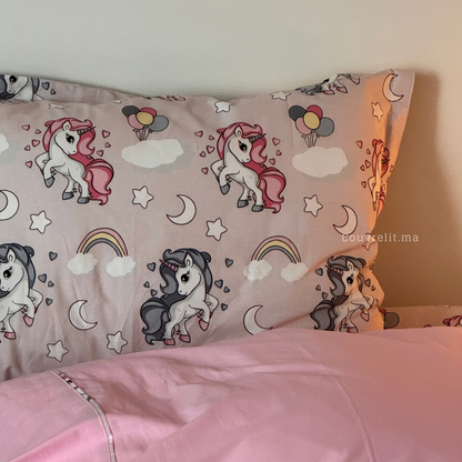 "Unicorn Rose" Couverlit pour enfant pack complet  REF: CVK00342