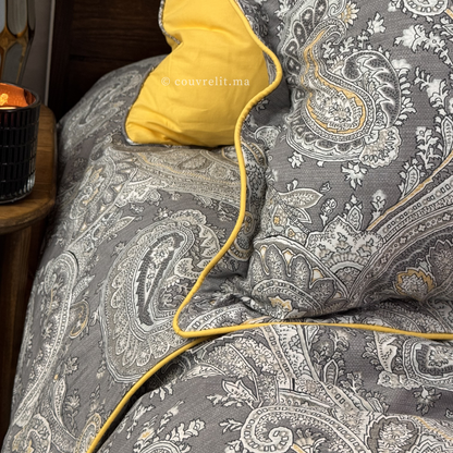 "NOUR" Ensemble housse de couette Oriental Taupe – Collection Luxe Maison, REF: CVM00326
